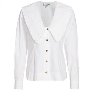 ＄165 Ganni cotton poplin top blouse 38